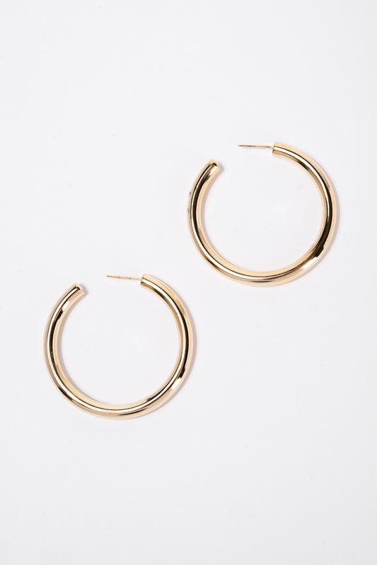 Frankie White Gold Plated Open Hoop Earrings | Gold
