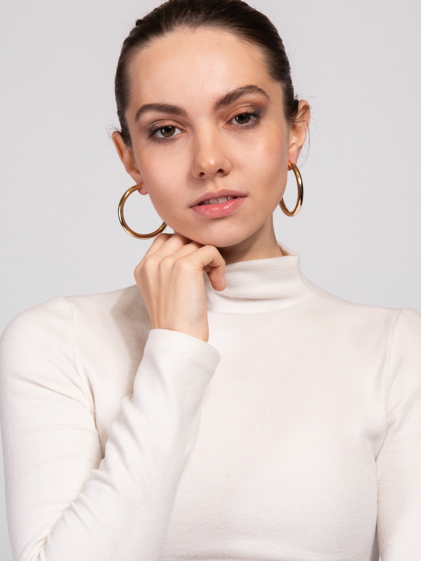 Frankie White Gold Plated Open Hoop Earrings