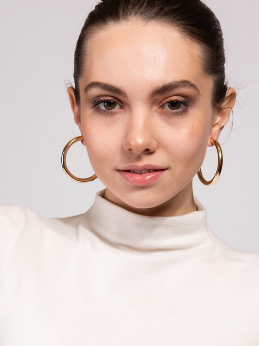 Frankie White Gold Plated Open Hoop Earrings | Gold