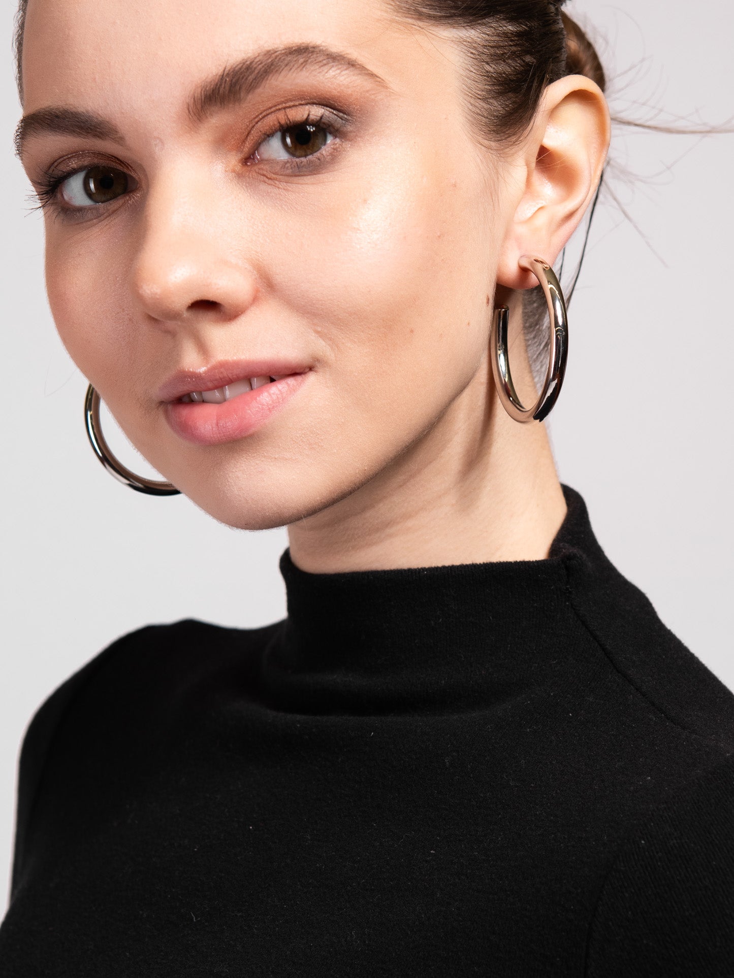 Frankie White Gold Plated Open Hoop Earrings