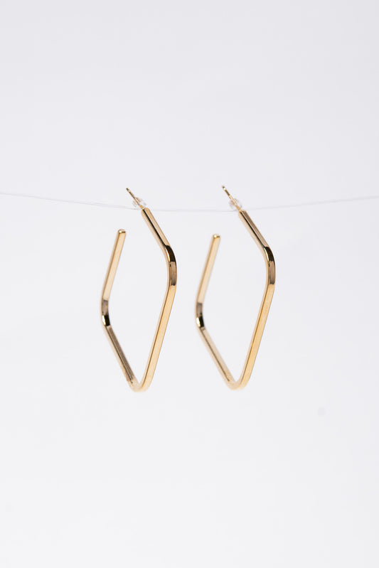 Gabrielle White Gold Plated Open Square Hoop Earrings | Gold