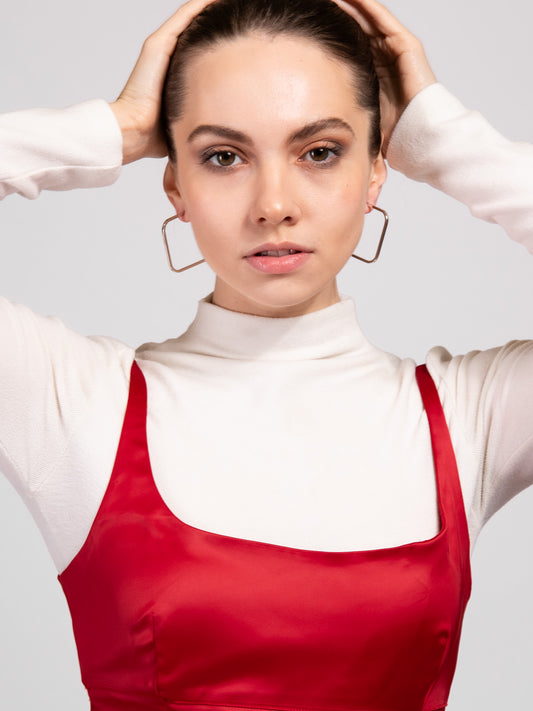 Gabrielle White Gold Plated Open Square Hoop Earrings | Silver