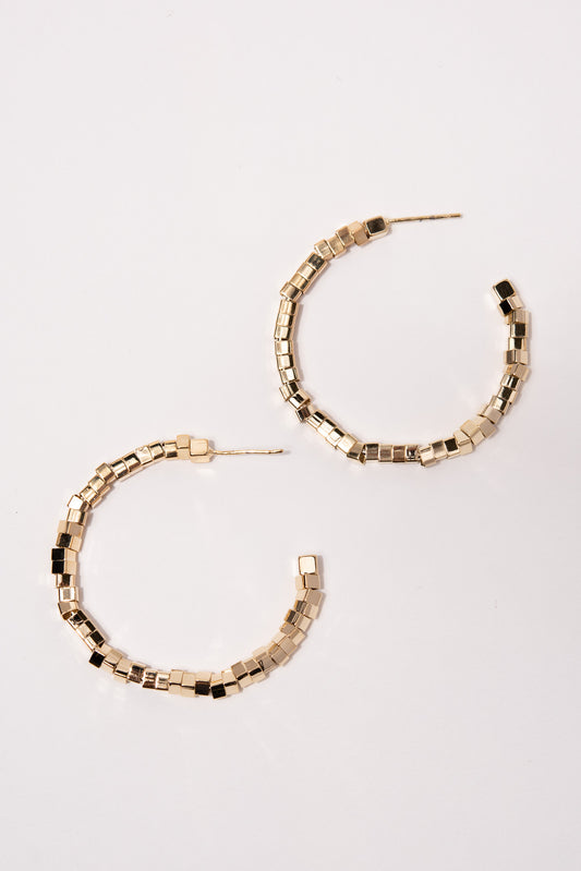 Molly Open Hoop Beaded Earrings | Gold