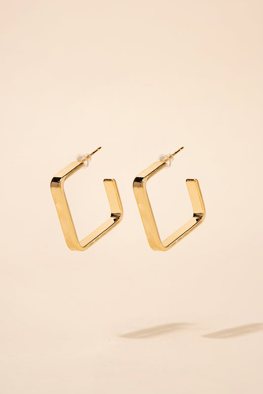 Kaida Square Open Hoop Huggie Earrings | Gold