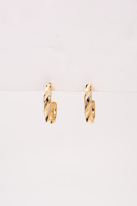 Annie Textured Open Hoop Earrings | Gold