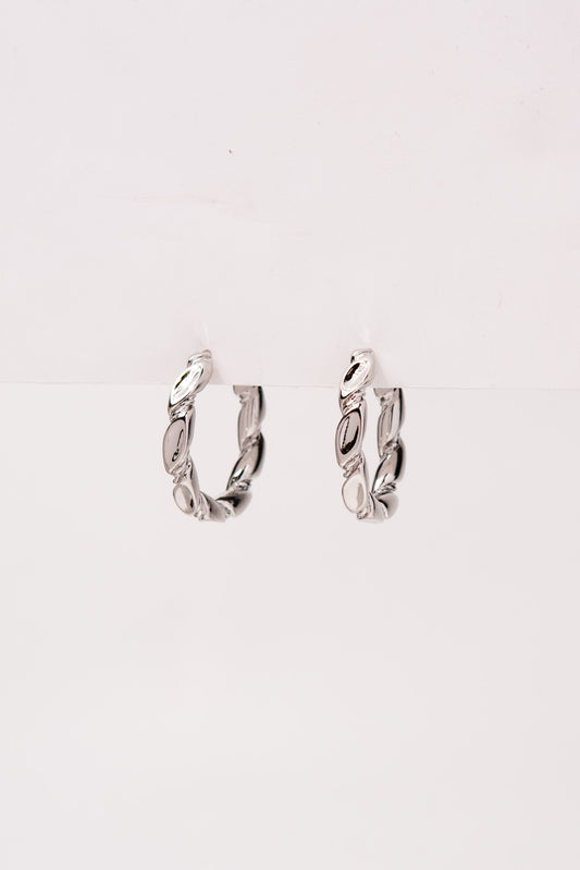 Londyn Textured Open Hoop Earrings | Silver