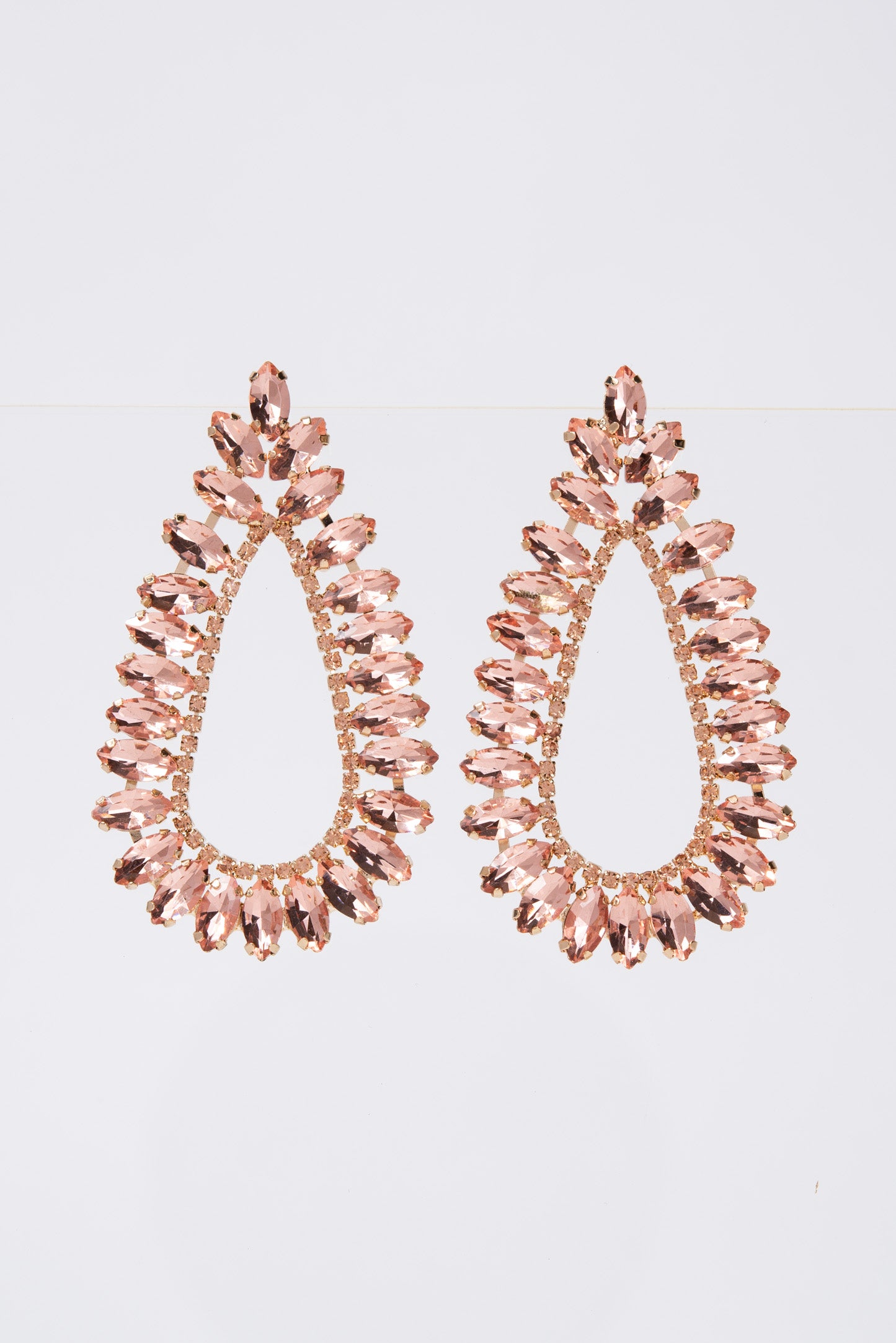 Ruby Large Open Teardrop Crystal Marquise Earrings