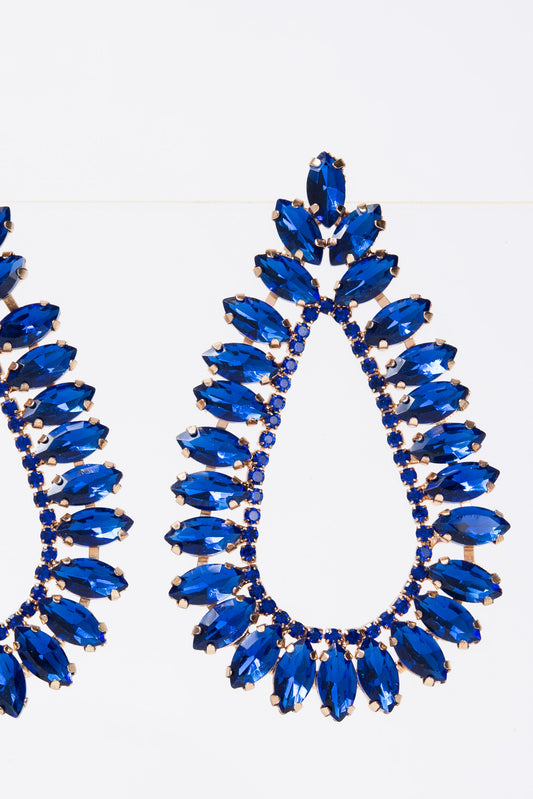 Ruby Large Open Teardrop Crystal Marquise Earrings | Royal Blue