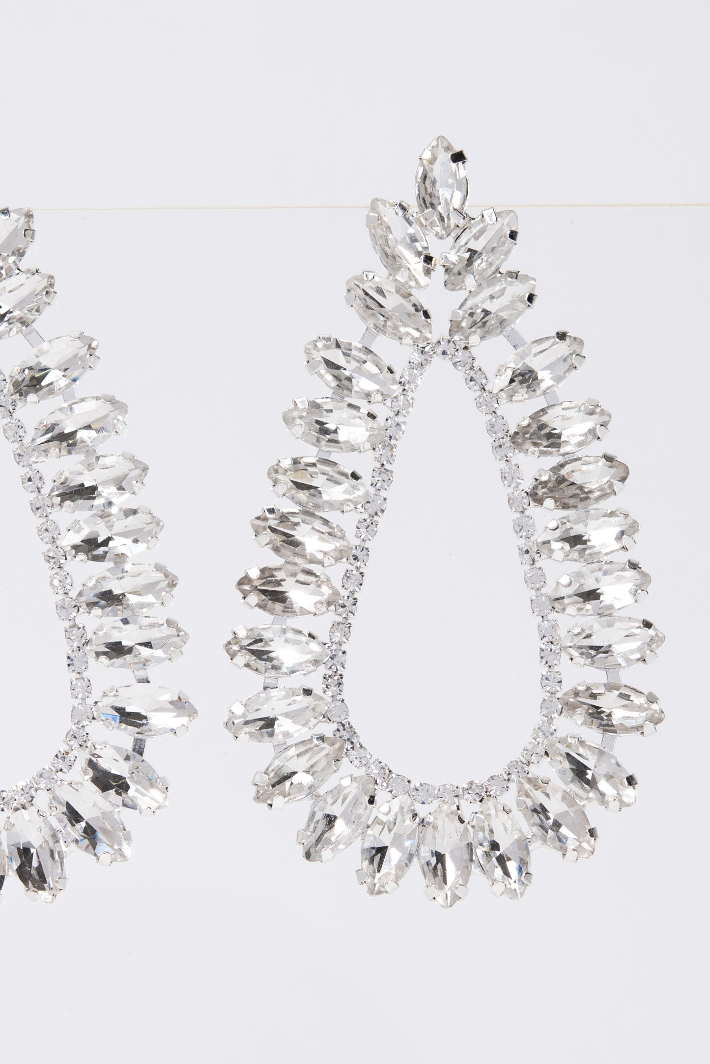 Ruby Large Open Teardrop Crystal Marquise Earrings