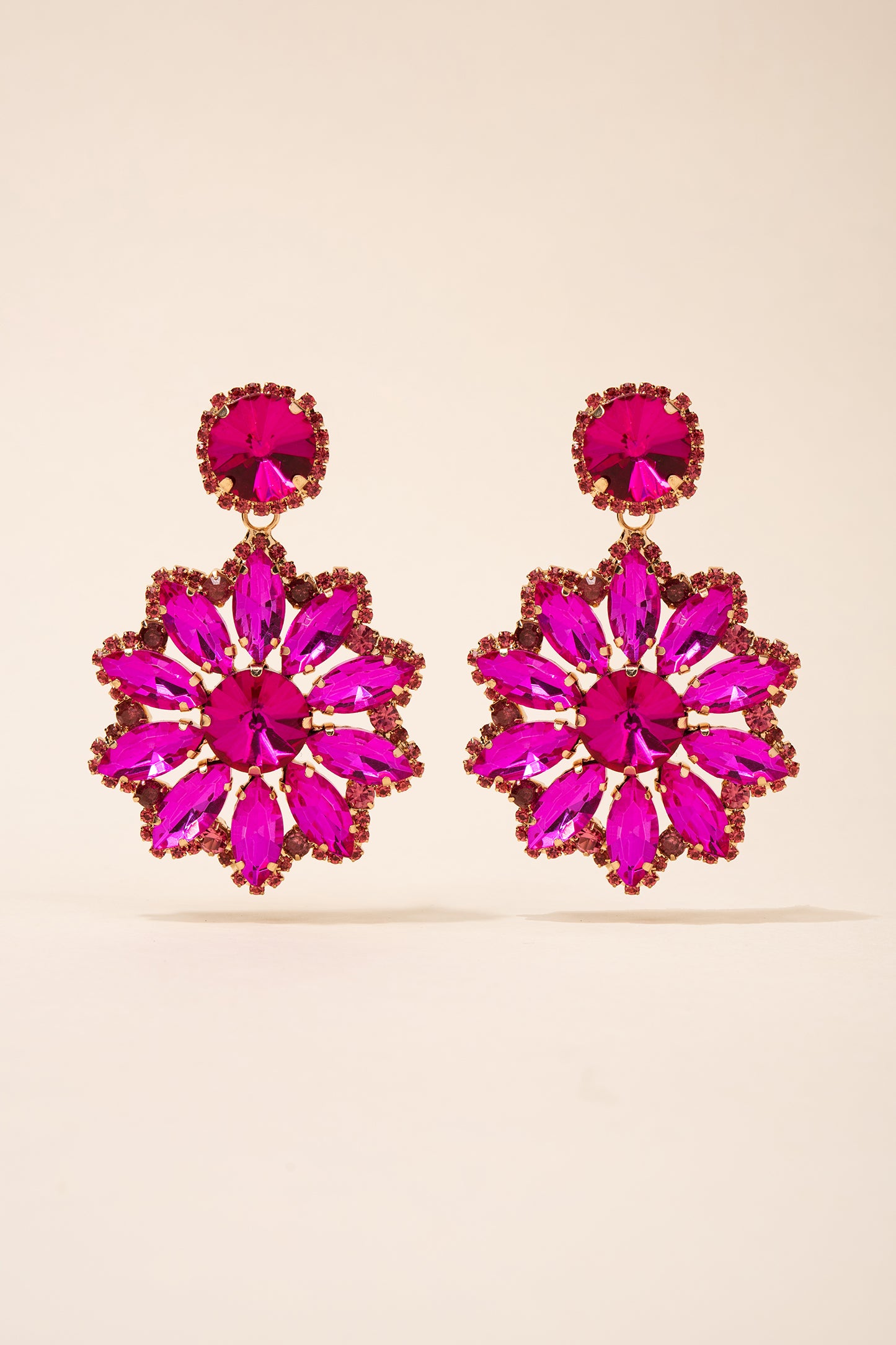 Renata Flower Stone Drop Earrings