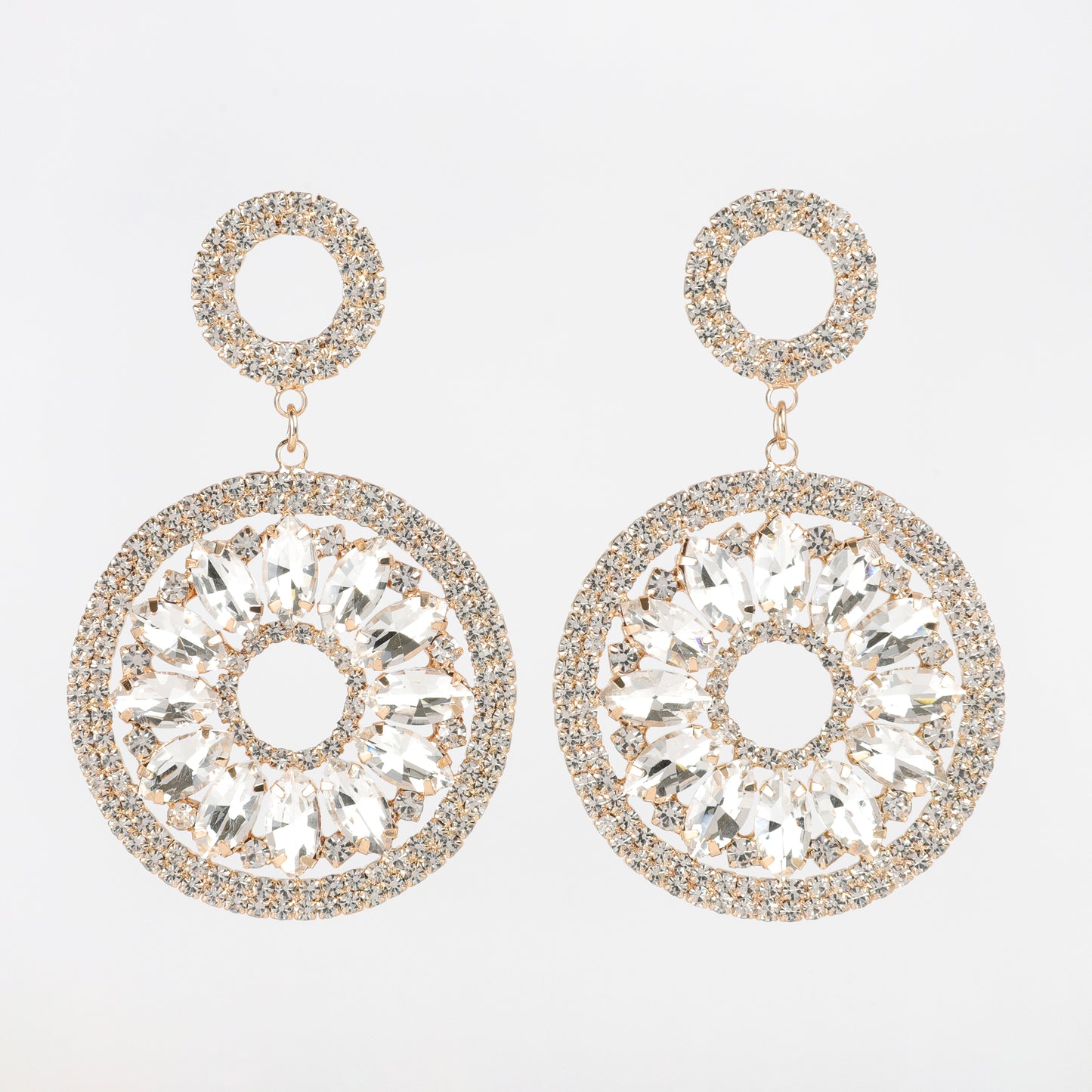 Estella Circle Drop Rhinestone Post Earrings