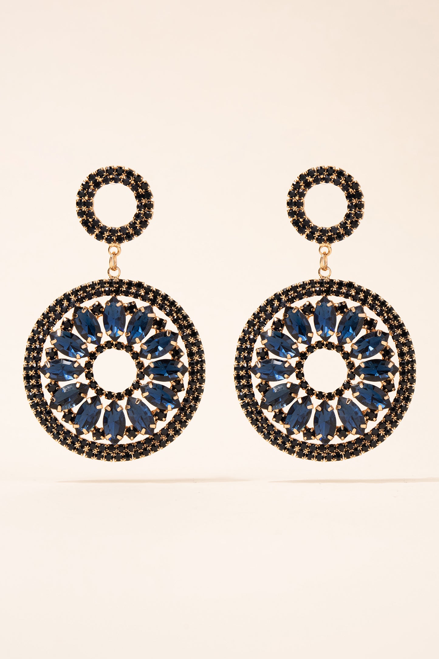 Estella Circle Drop Rhinestone Post Earrings
