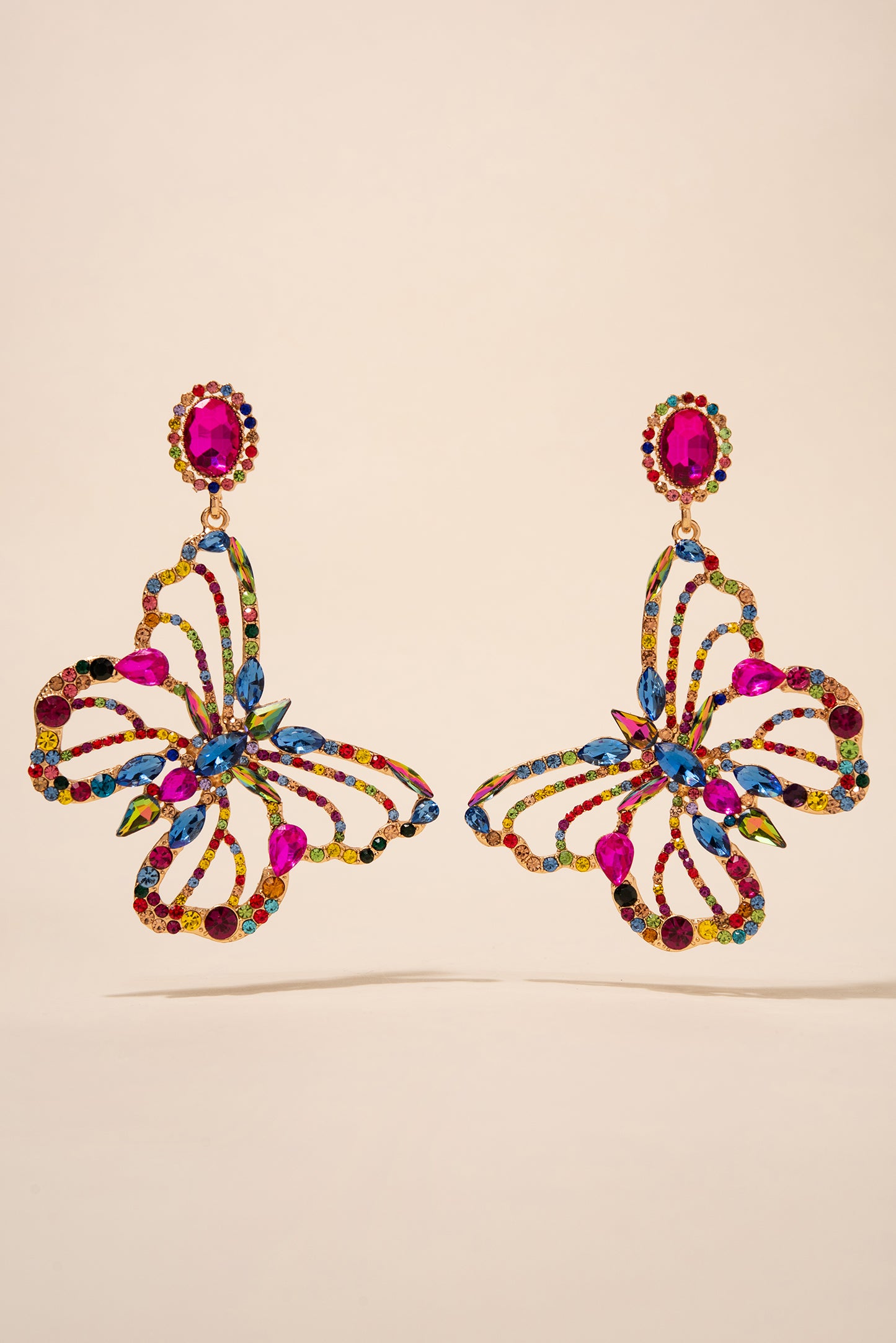 Kaz Large Butterfly Stone Drop Earrings