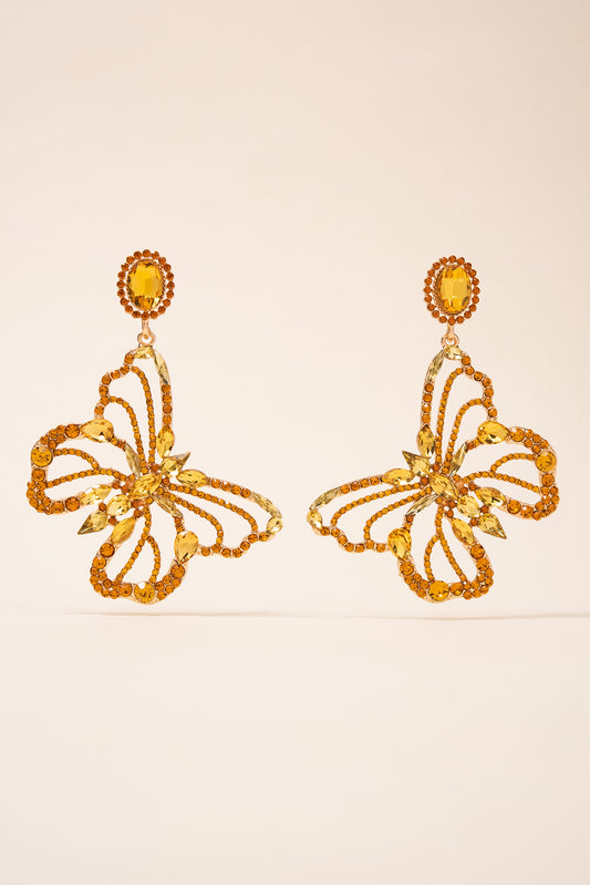 Kaz Large Butterfly Stone Drop Earrings | Yellow