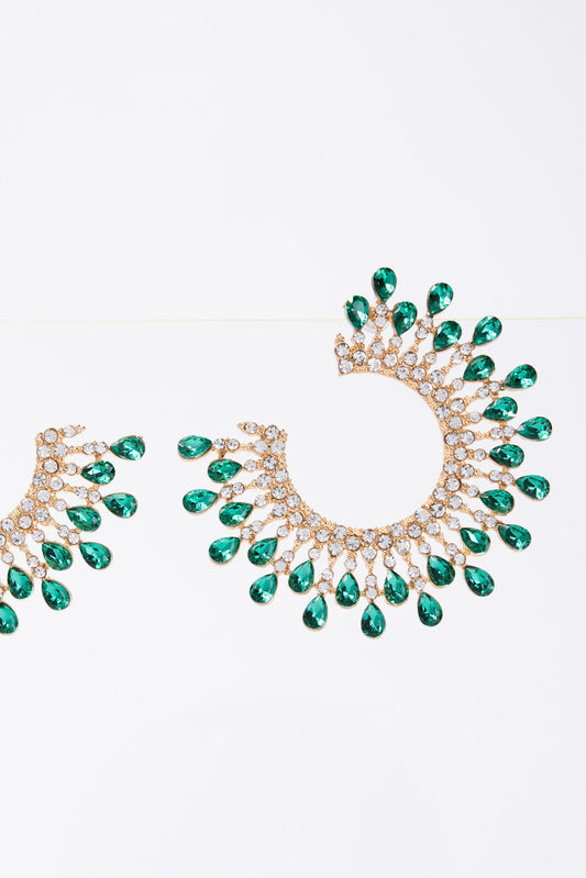 Sunshine Open Circle Crystal Stud Earrings | Green