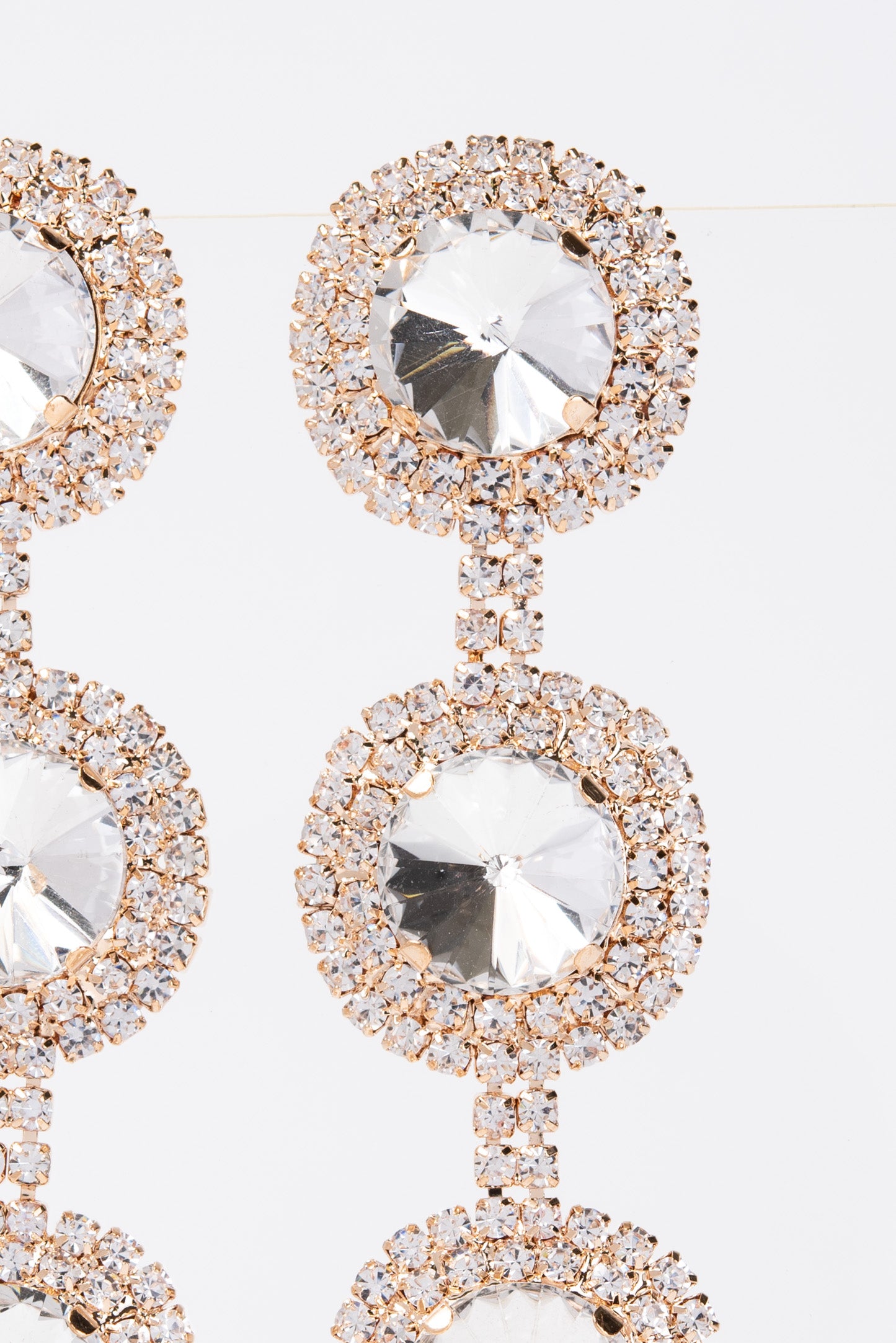Georgia Triple Halo Long Drop Crystal Earrings
