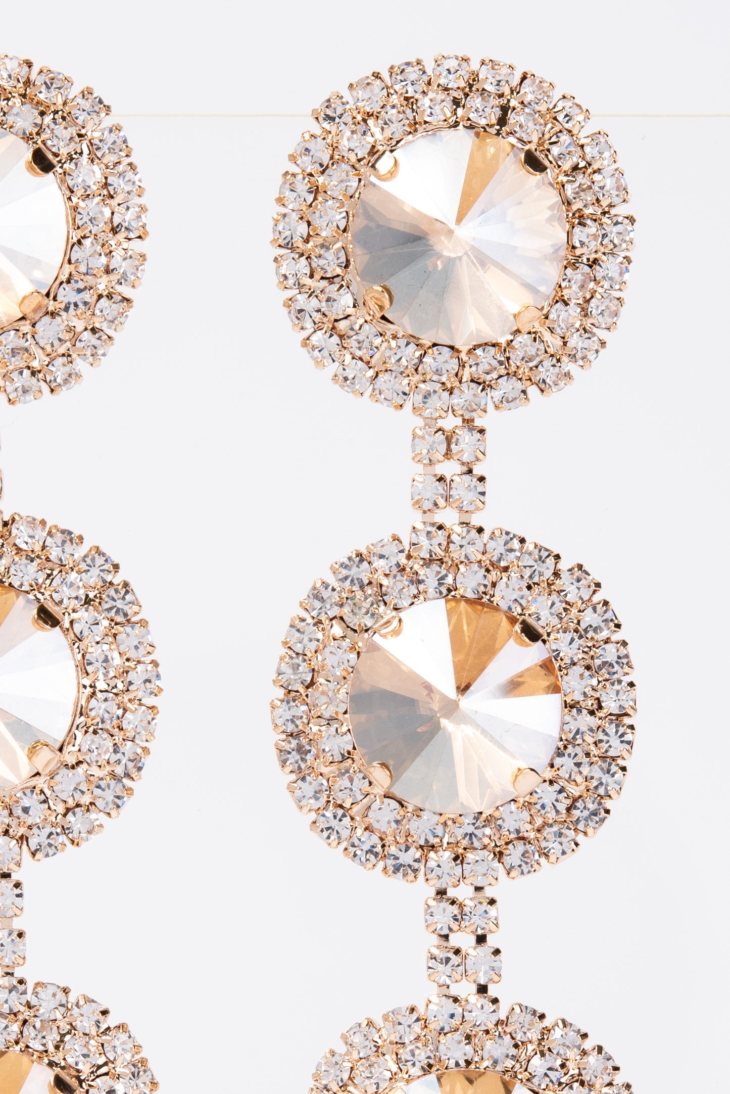 Georgia Triple Halo Long Drop Crystal Earrings