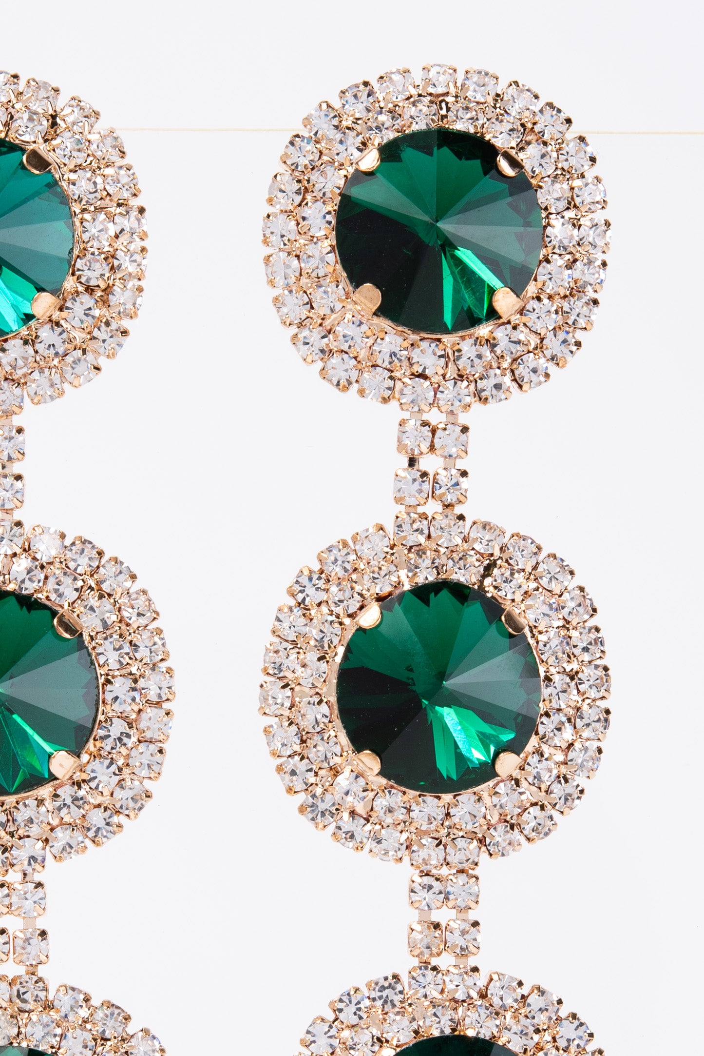 Georgia Triple Halo Long Drop Crystal Earrings