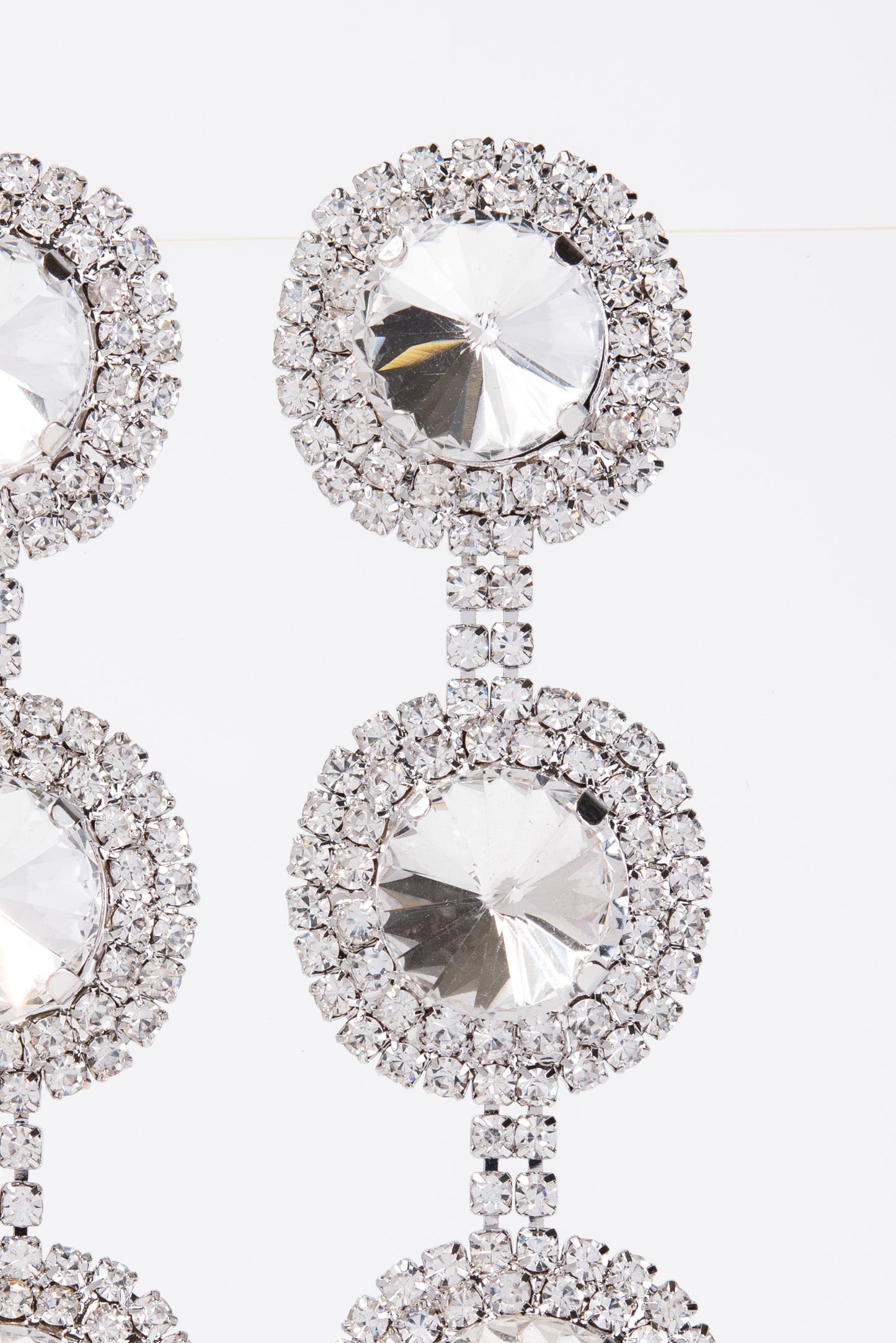 Georgia Triple Halo Long Drop Crystal Earrings