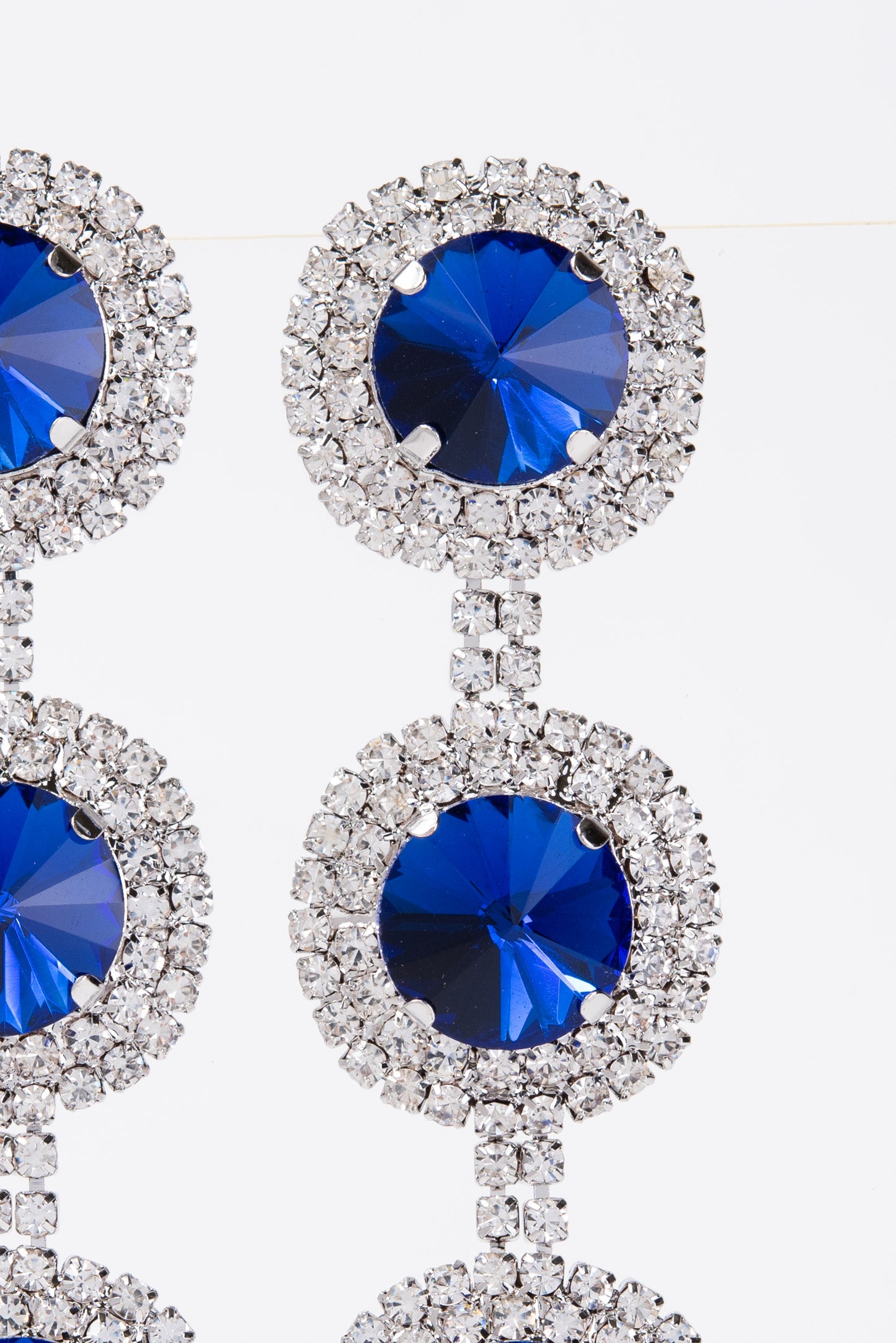 Georgia Triple Halo Long Drop Crystal Earrings