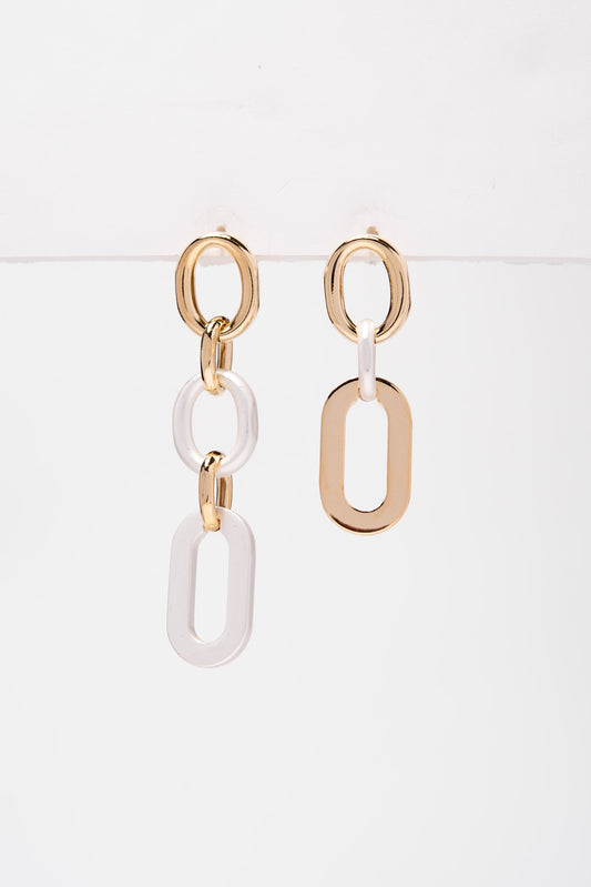 Audrey Asymmetrical Link Earrings | Gold