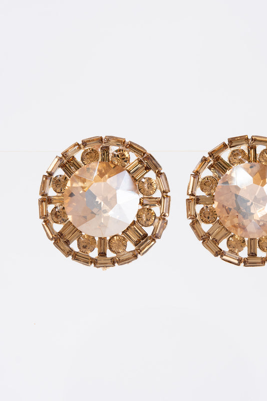Juliette Vintage Cluster Circle Earrings | Champagne