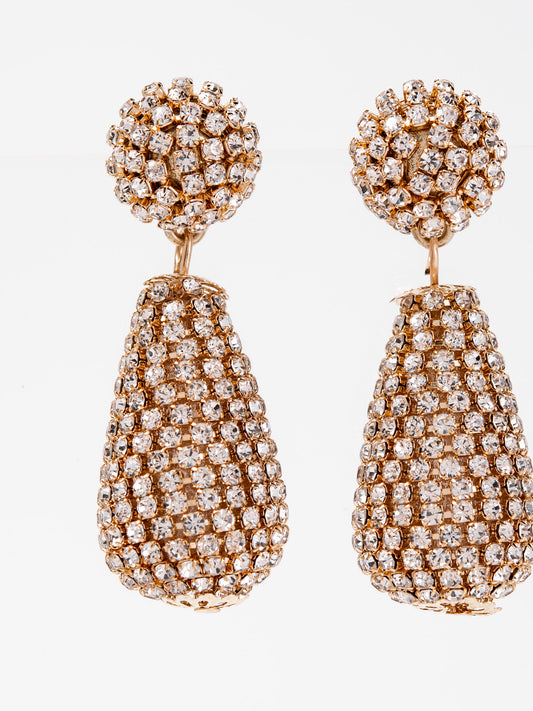 Mila Drop Rhinestone Earrings | Gold