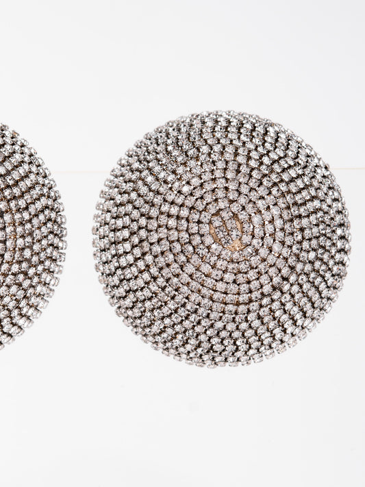 Hazel Stud Rhinestone Earrings | Silver