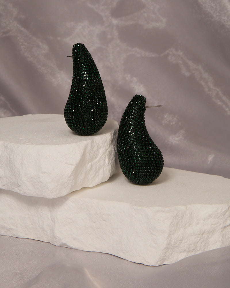 Nora Rhinestone Pave Teardrop Dome Post Earrings
