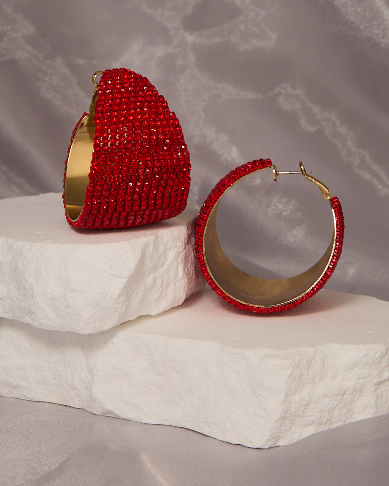 Mila Luxurious Rhinestone Pave Chunky Huggie Hoop Earrings
