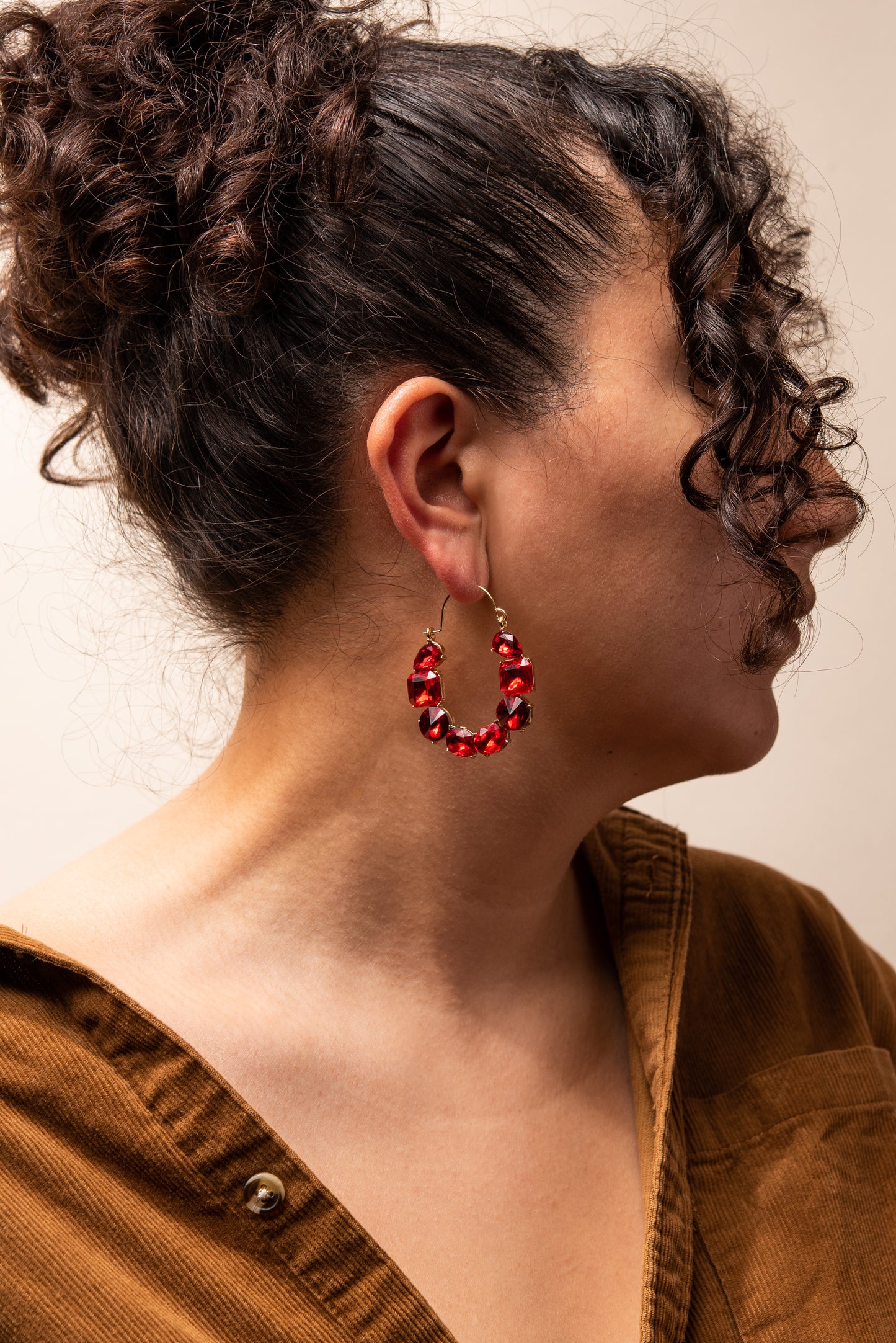 Lola Multi Stone Hoop Earring