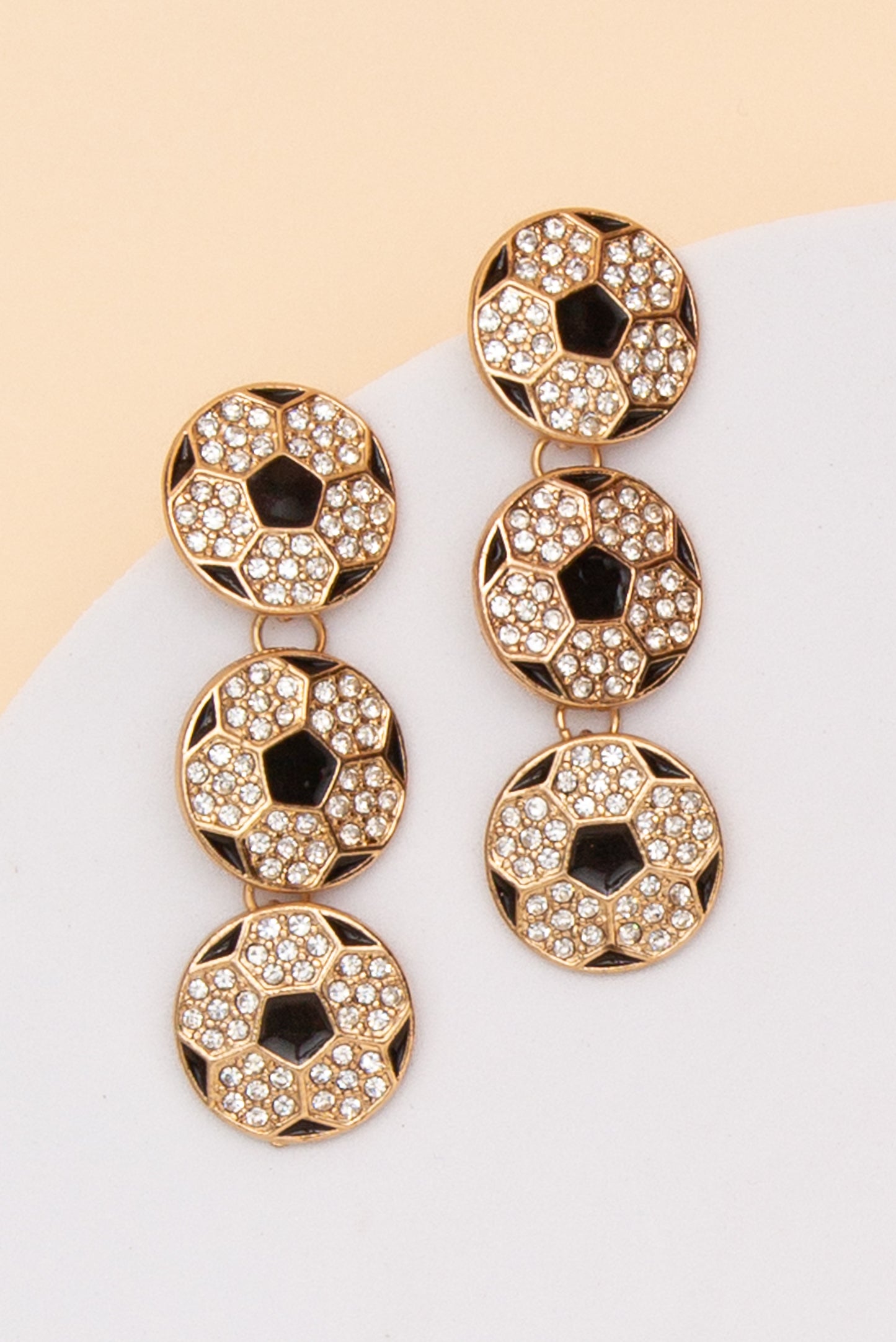 Emilia Game Day Crystal Pave Soccer Ball Linear Earrings