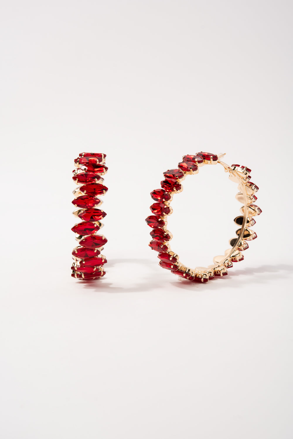 Darcie Rhinestone Clasp Earrings | Red