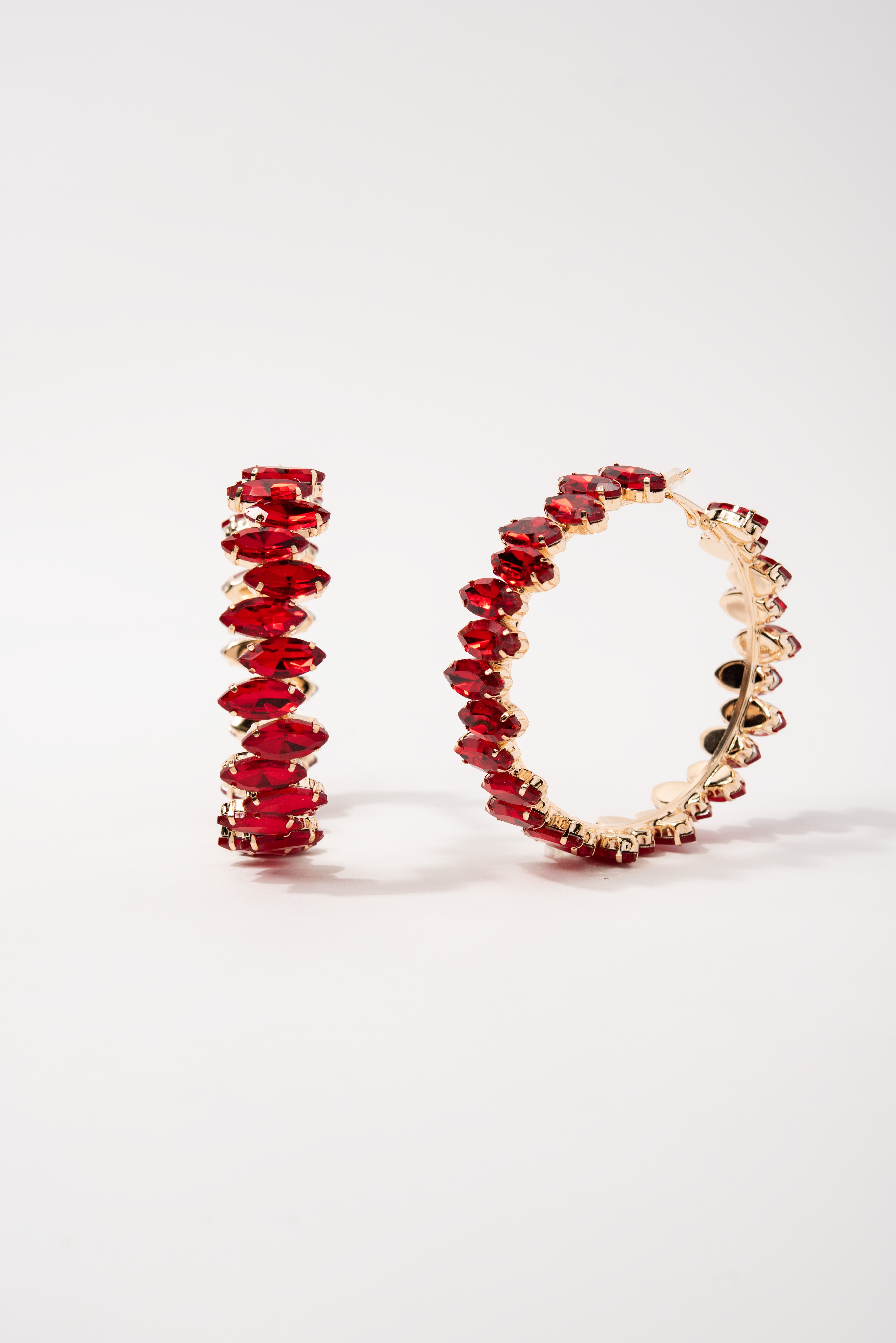 Darcie Rhinestone Clasp Earrings | Red