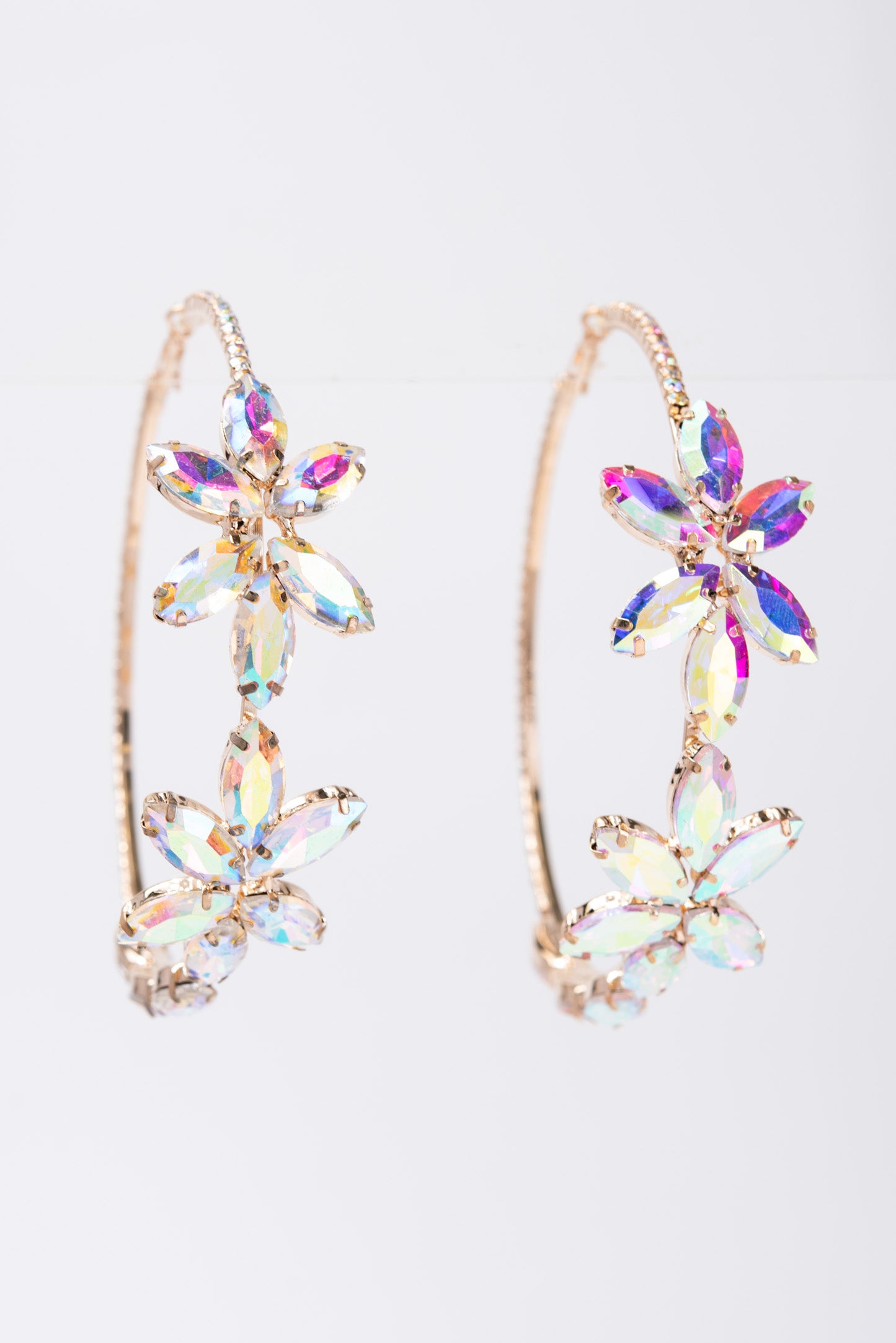 Allie Flower Gemstone Hoop Earrings