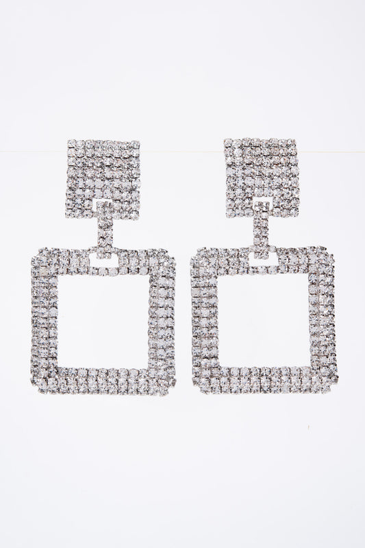 Lucia Rhinestone Pave Square Dangle Earrings