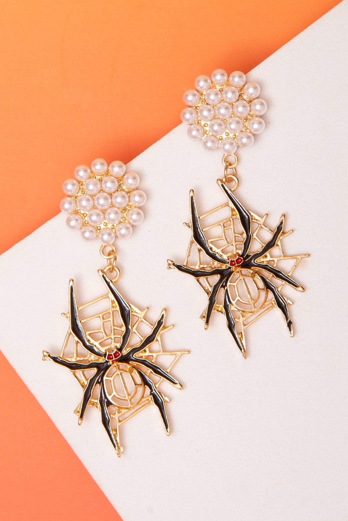 Gracie Halloween Spider Web Drop Earrings