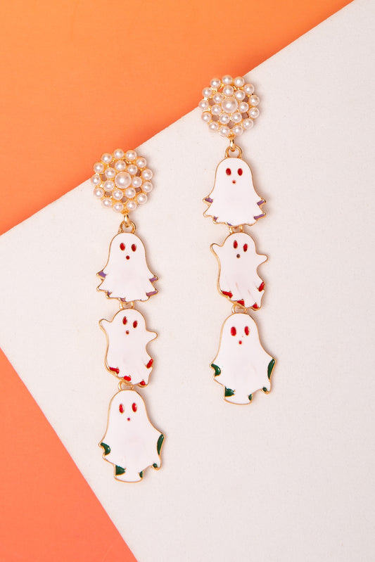 Amy Halloween Enamel Three Ghost Drop Earrings