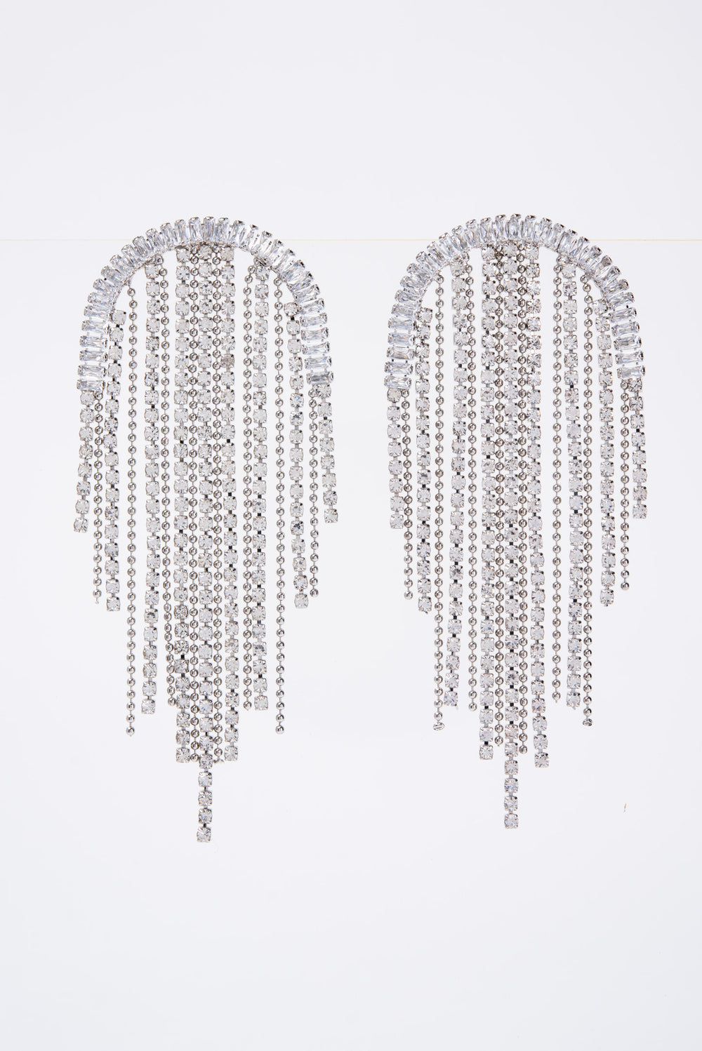 Delilah Crystal Arched Tassel Drop Earrings