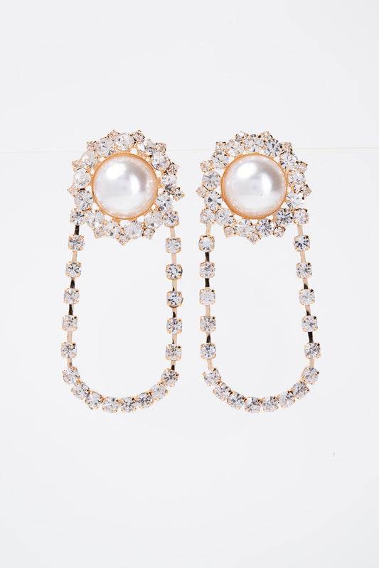 Willow Pearl & Rhinestone Loop Earrings