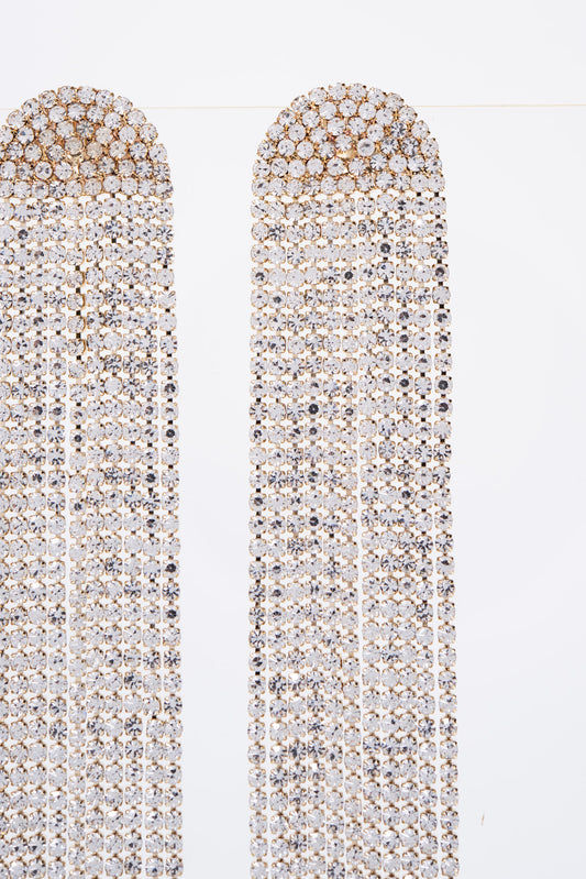 Maya Arch Tassel Long Drop Earrings | Gold