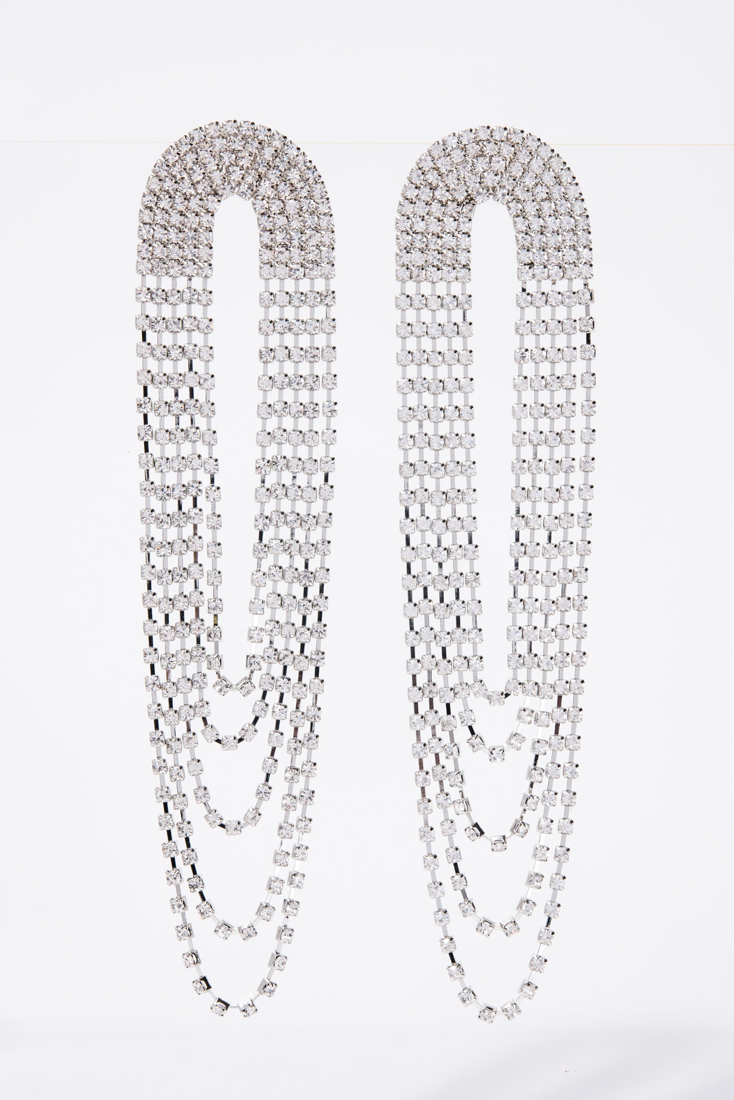 Crystal Chain Loop Long Drop Earrings