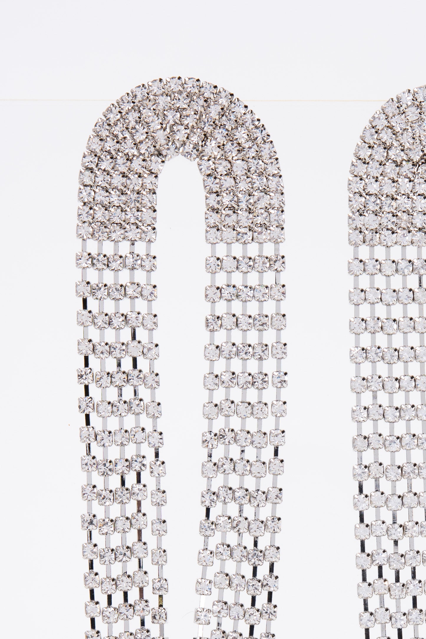 Crystal Chain Loop Long Drop Earrings