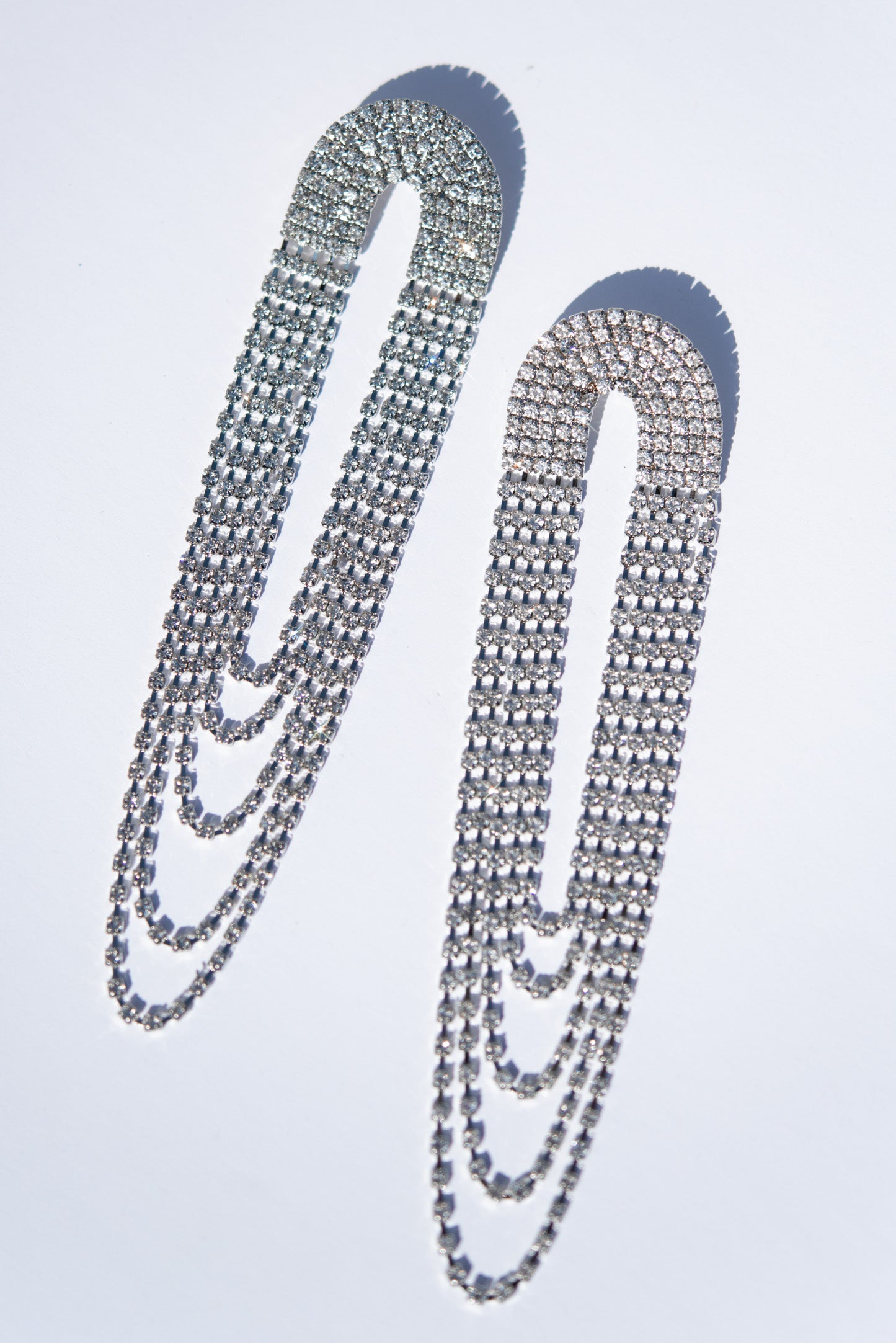 Crystal Chain Loop Long Drop Earrings