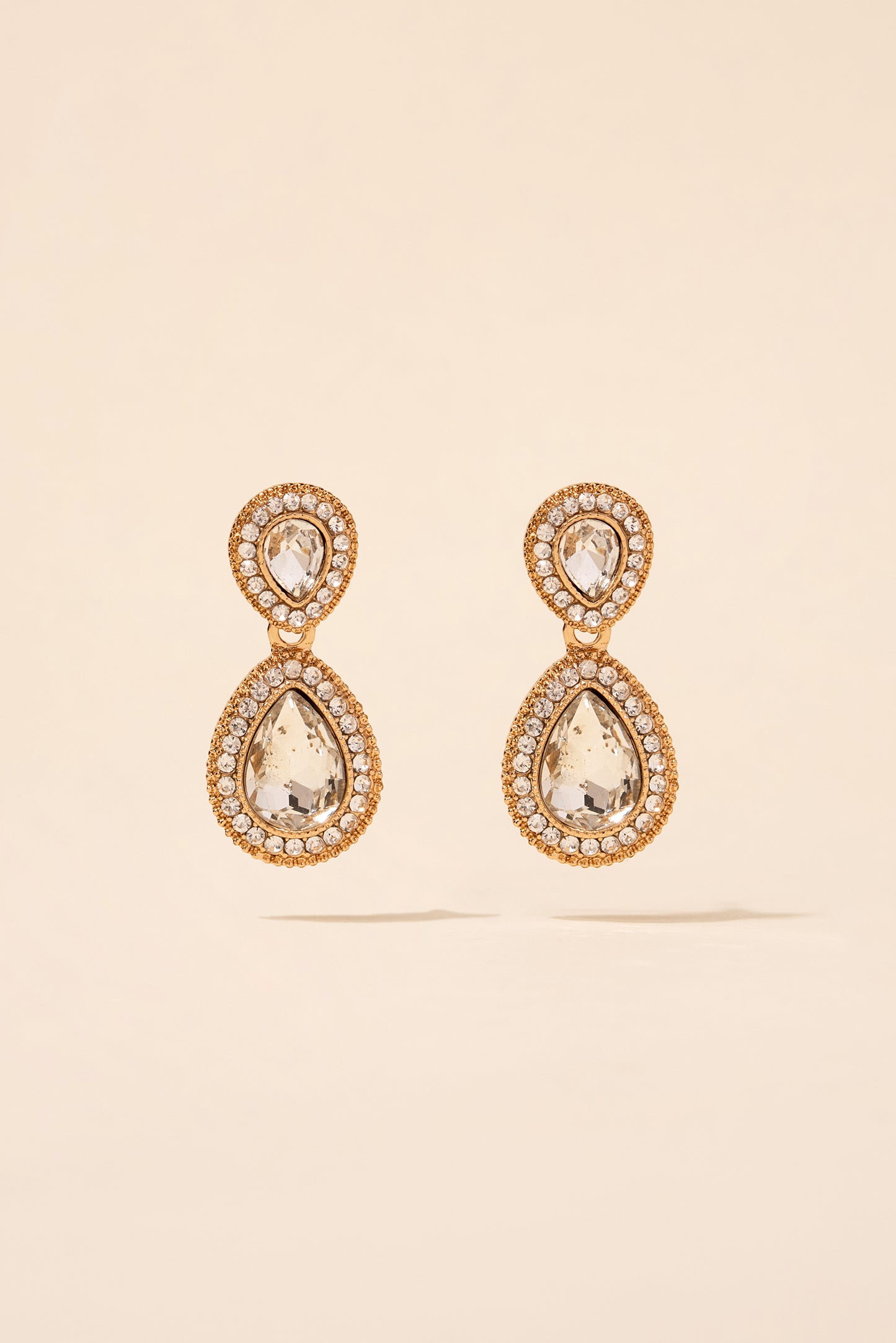 Soho 2-Tiered Rhinestone Teardrop Earrings