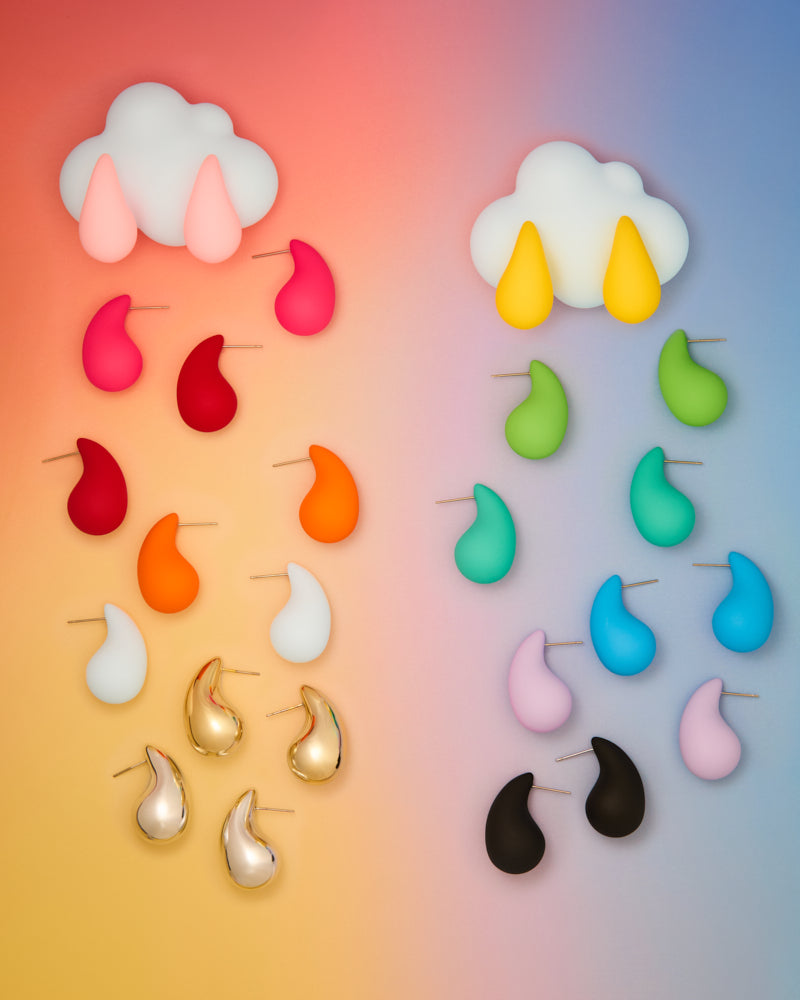 Lulu Monochromatic Rubber Effect Acrylic Teardrop Earrings
