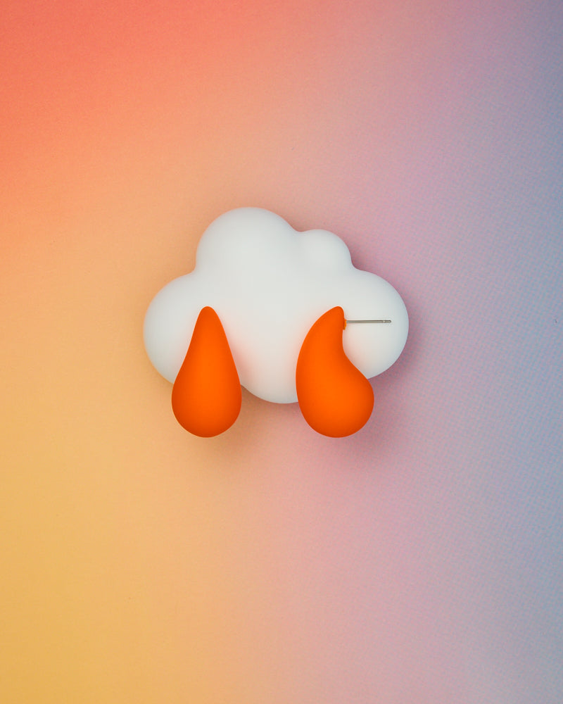 Lulu Monochromatic Rubber Effect Acrylic Teardrop Earrings | Orange