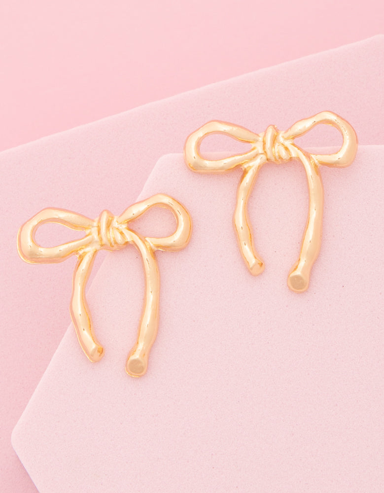 Hope Long Tail Bowknot Ribbon Post Drop Earrings