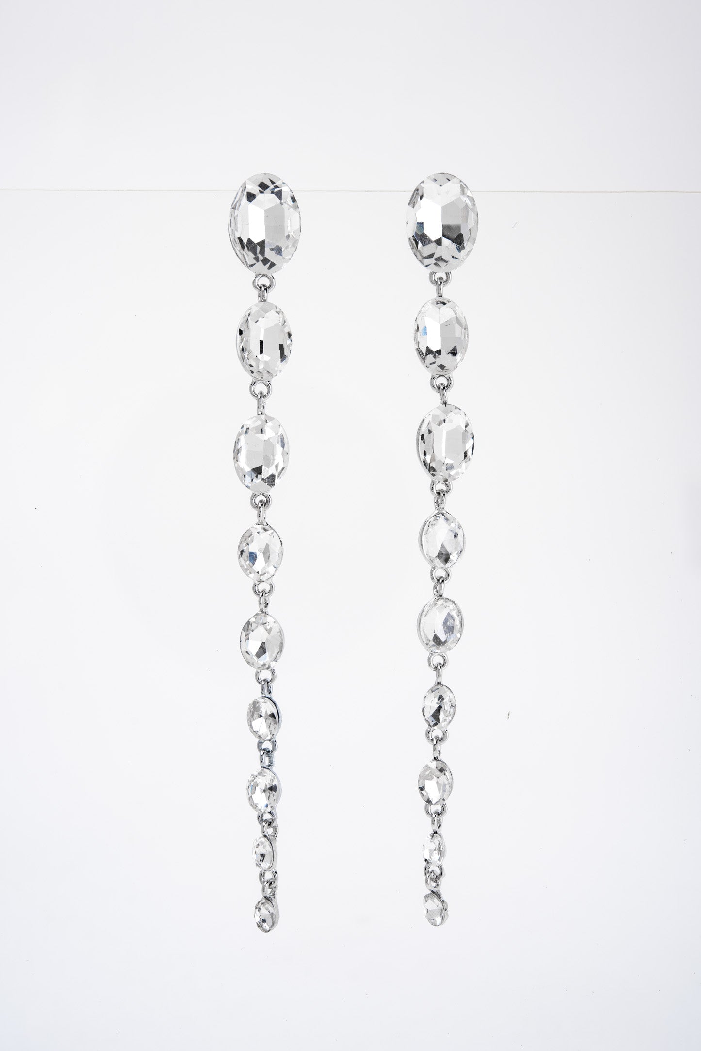 Genesis Oval Drop Rhinestone Post Earrings