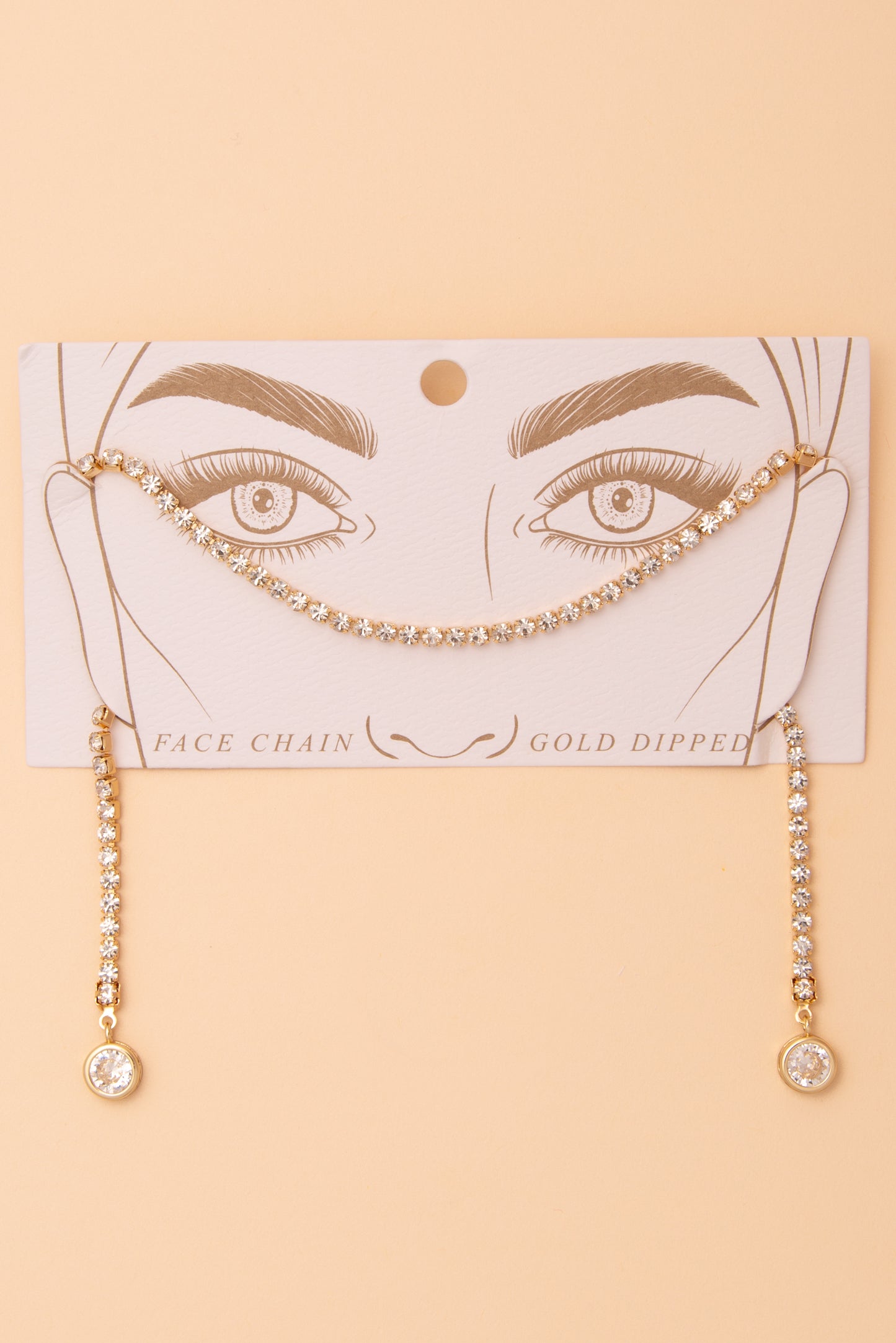 Sara Gold Plated Bezel-Set Crystal Tennis Face-Chain | Gold
